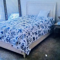 Cream Colored Full Size Bed with Underneath Storage Drawer