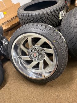 22x12 polished aluminum wheels on (contact info removed) atturo xt all terrain 6 lug chevy ford no road noise Finance Available
