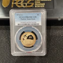 2015 S Gem Proof Native American Dollar Graded At PR69 With A Deep Cameo B-9