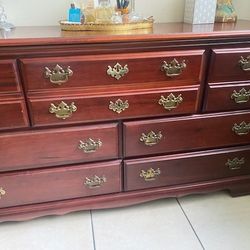 Dresser, Chest, X2 Night stands Wood Color, Includes Mirror 