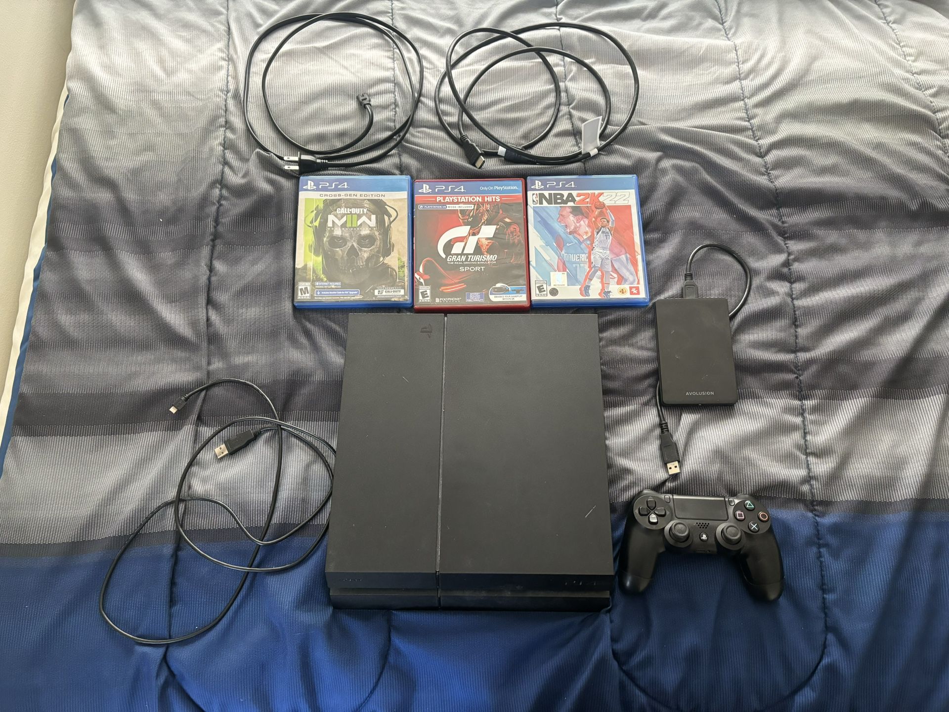 PS4 With 500gb + 1TB External Hard Drive 