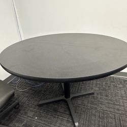 Black Round Office Tables – 2 Available