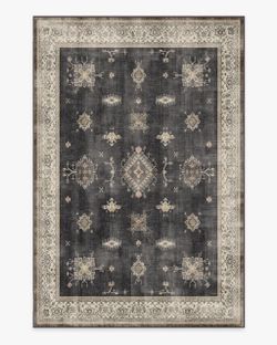 Traditional Medallion Area Rug Dark Charcoal