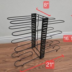 Black Metal Pot Pan Lid Organizer Rack 21x8x16.5"