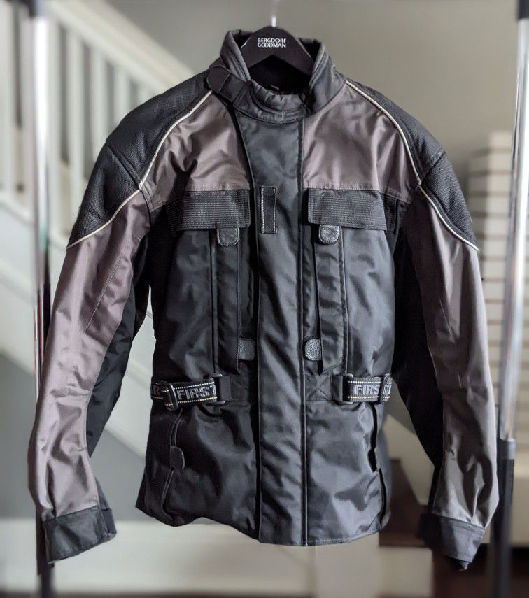 FirstGear Hypertex Black Grey Motorcycle Suit Set Jacket M & Pants 30
