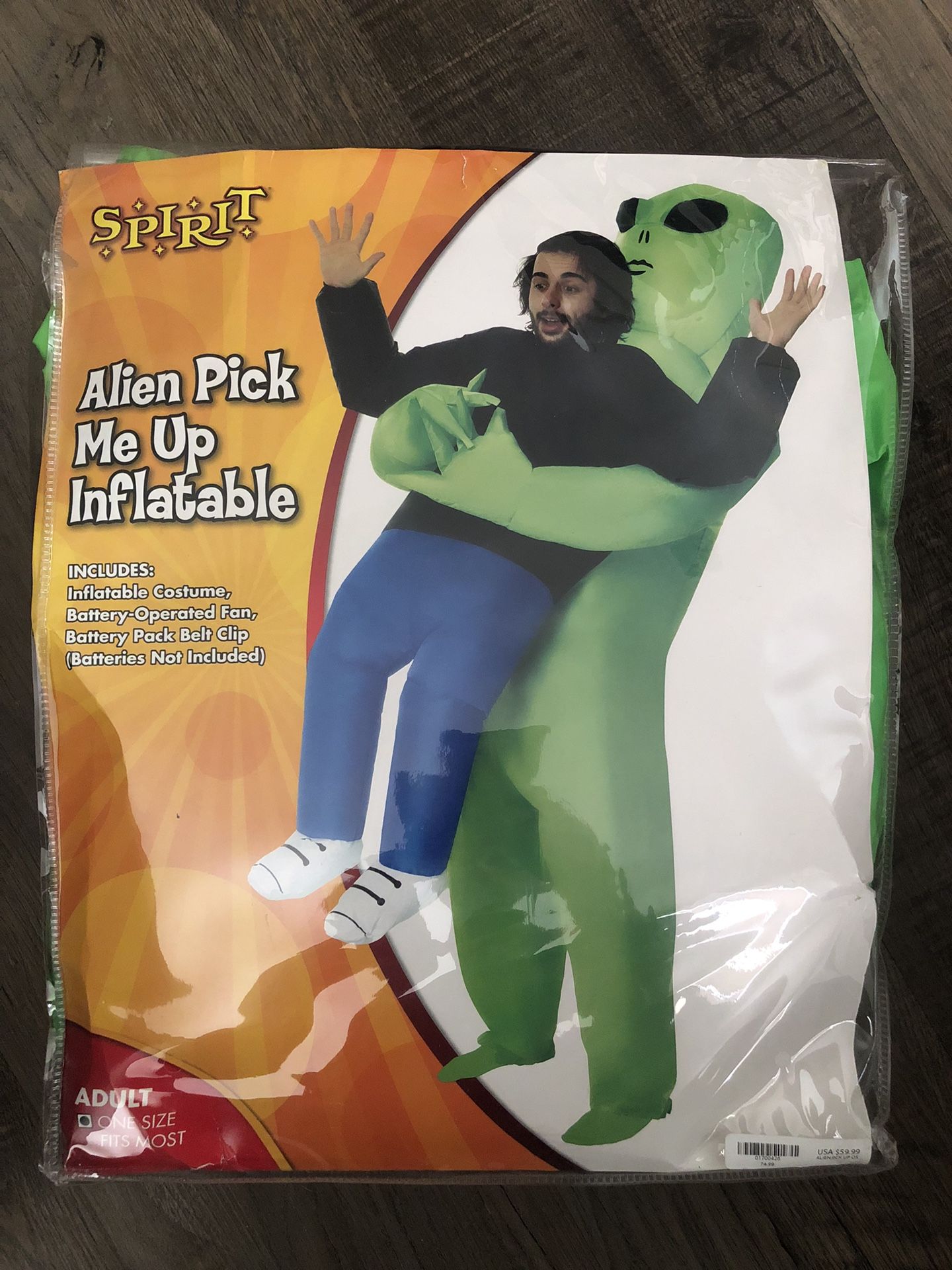 Spirit Halloween "Alien Pick Me Up" inflatable adult costume one size fits most