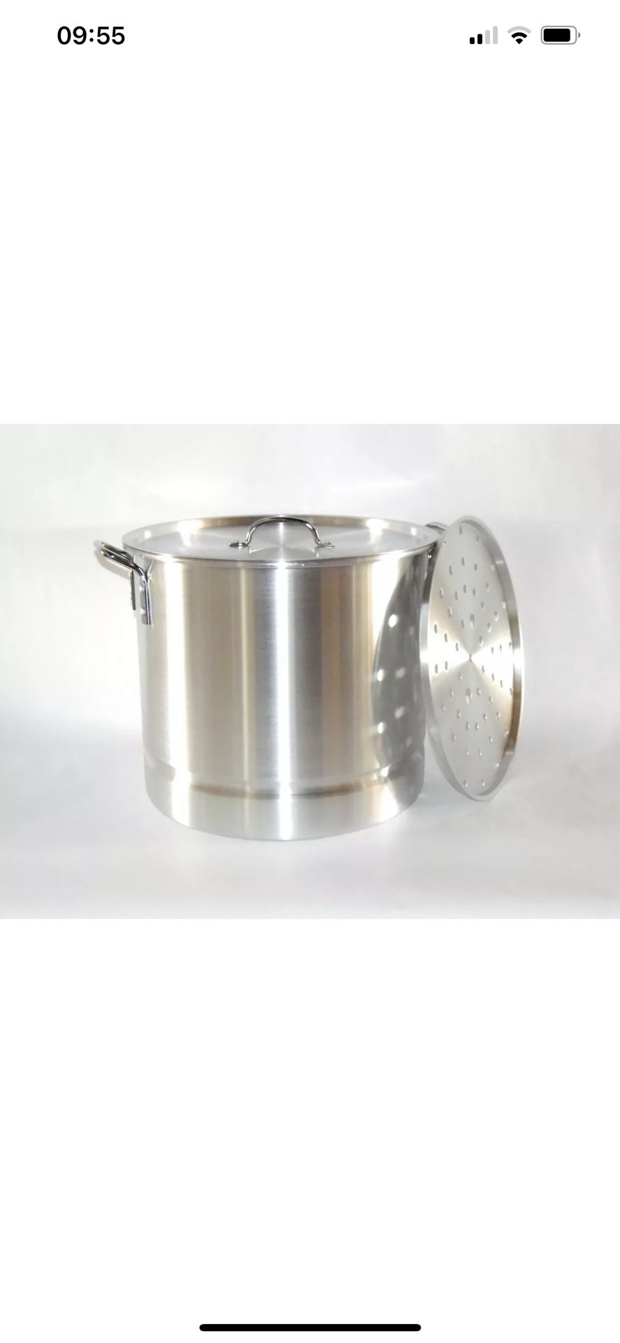 52 QT Quart 13 Gal Aluminum Stock Tamale Pot with Steamer Rack and Lid  