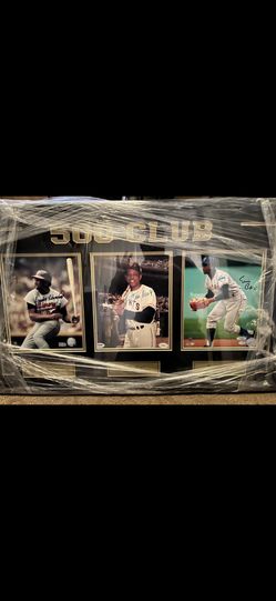 Willie Mays signed frame, with Ernie Banks & Frank Robinson coa psa mlb jsa
