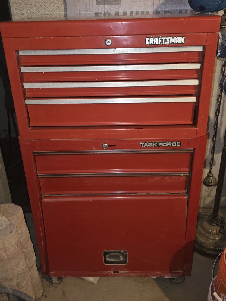 🧰 Craftsman / Task Force Rolling Tool Chest – 2-Piece Metal Storage Cabinet on Wheels 🔧