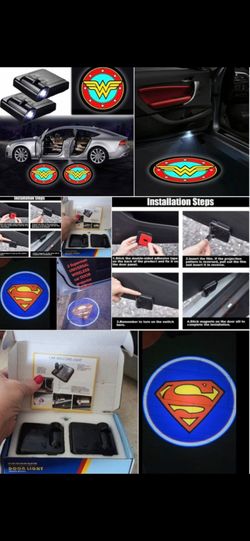 2 Superman or Wonder woman Wireless Car Door Logo Projector Lights SHIPPING AVAILABLE