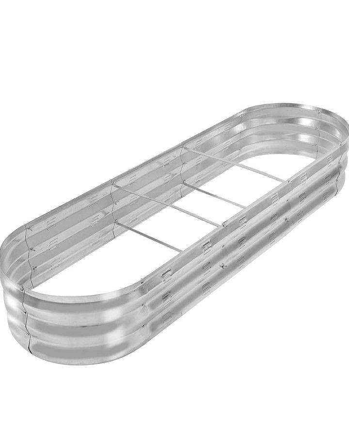 Garden Bed Kit for Vegetables Flower Galvanized Metal Planter Boxs Designed for Easy DIY and Cleaning Not Twist Or Rot (Silver)