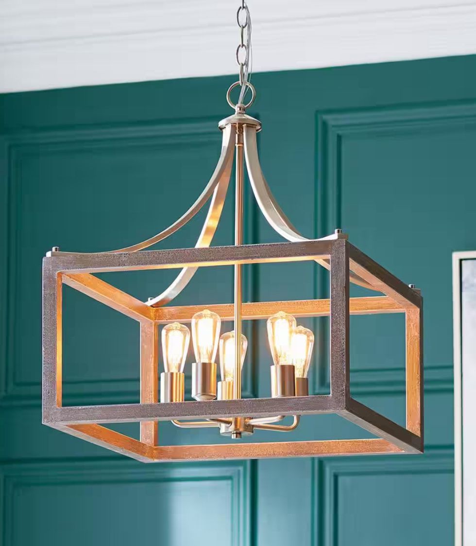 Set of 3 Matching Lantern Chandeliers – Brushed Nickel