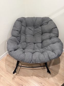 Heavy-Duty Indoor / Outdoor Rocking Chair with Gray Cushion