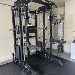 PRO SERIES Ultimate 3-1 Half Rack Functional Trainer w/Smith Machine Bar | 400lb Stack | Gym Equipment | Fitness | Commercial | Squat Rack 