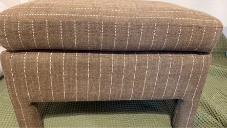 Upholstered Ottoman with Striped Fabric
