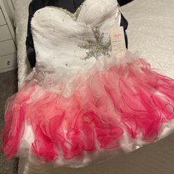 White Pink Fuchsia Dress