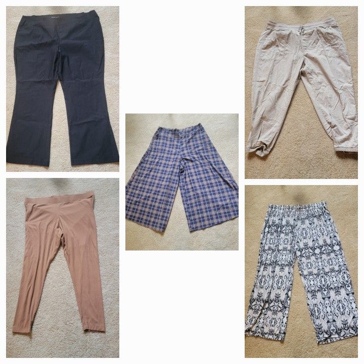 Mixed Lot Of Women's Pull On Pants- Size 2X - 5 Pairs - Various Brands