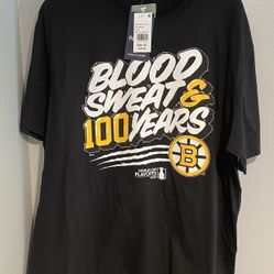 Boston Bruins Men's X-Large Blood Sweat & 100 Years Black T-shirt
