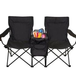 Double Folding Chair with Cooler & Umbrella