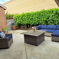 Patio Sectional Set With Table Fire Pit/Conversation Set/outdoor Furniture/Cash Only