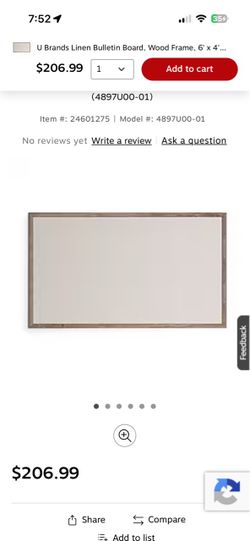 U Brands Linen Bulletin Board, Wood Frame, 6' x 4'