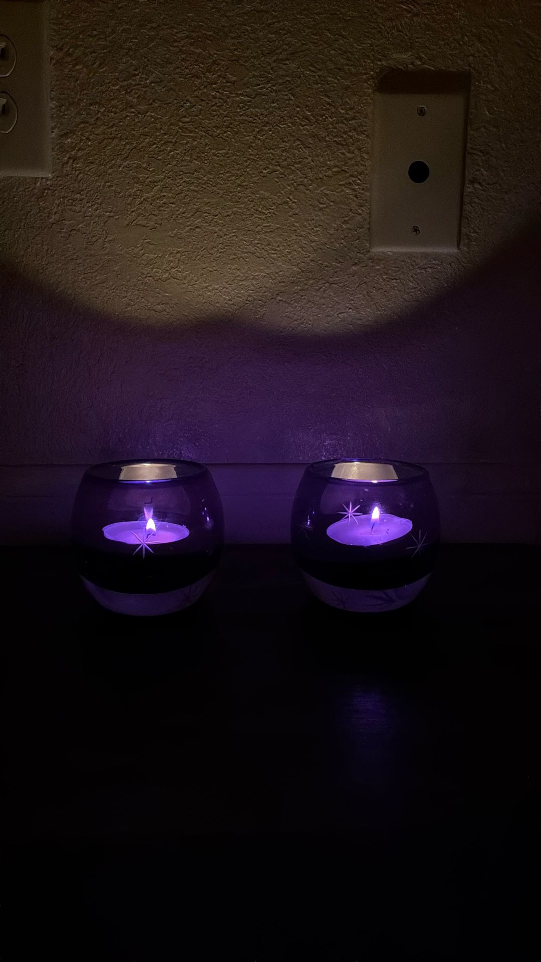 Set of 2 Cobalt Blue Celestial Stars Glass Votive Candle Holders Witchy Whimsigoth Made In Poland