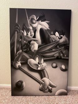 Looney Tunes Black And White Cartoon Billiards Wall Art