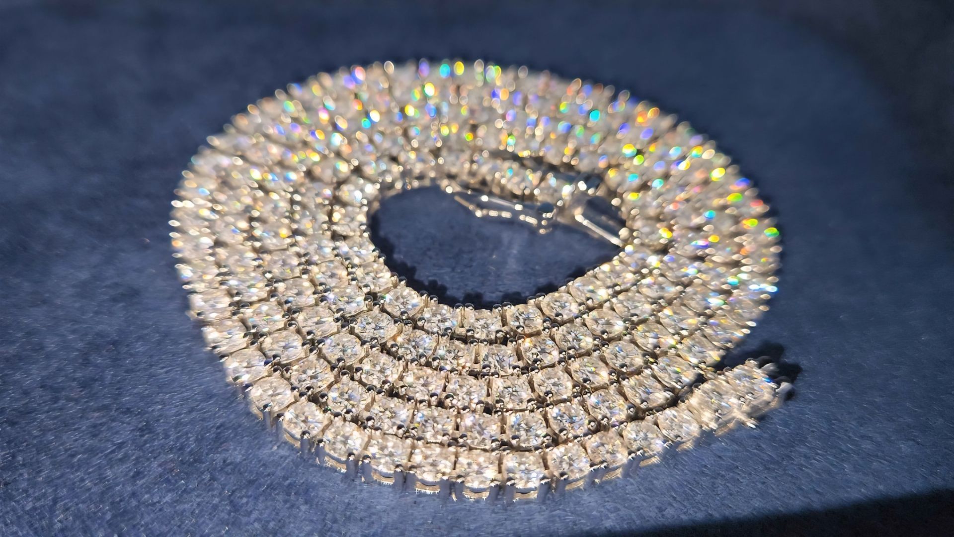 New 3mm 14k White Gold-plated Silver Moissanite Tennis Chain 22-inch