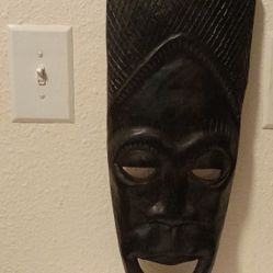 Hand Carved Afro-American Wall Mask