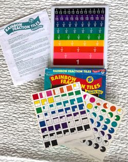 Homeschool, education Fraction tiles with activity sheet instructions and supportive guidance