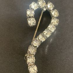 Vintage Rhinestone Question Mark Pin