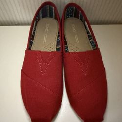 TOMS Women’s Alpargata Classic Canvas Red Slip-On Shoes, 6.5 (NEW)