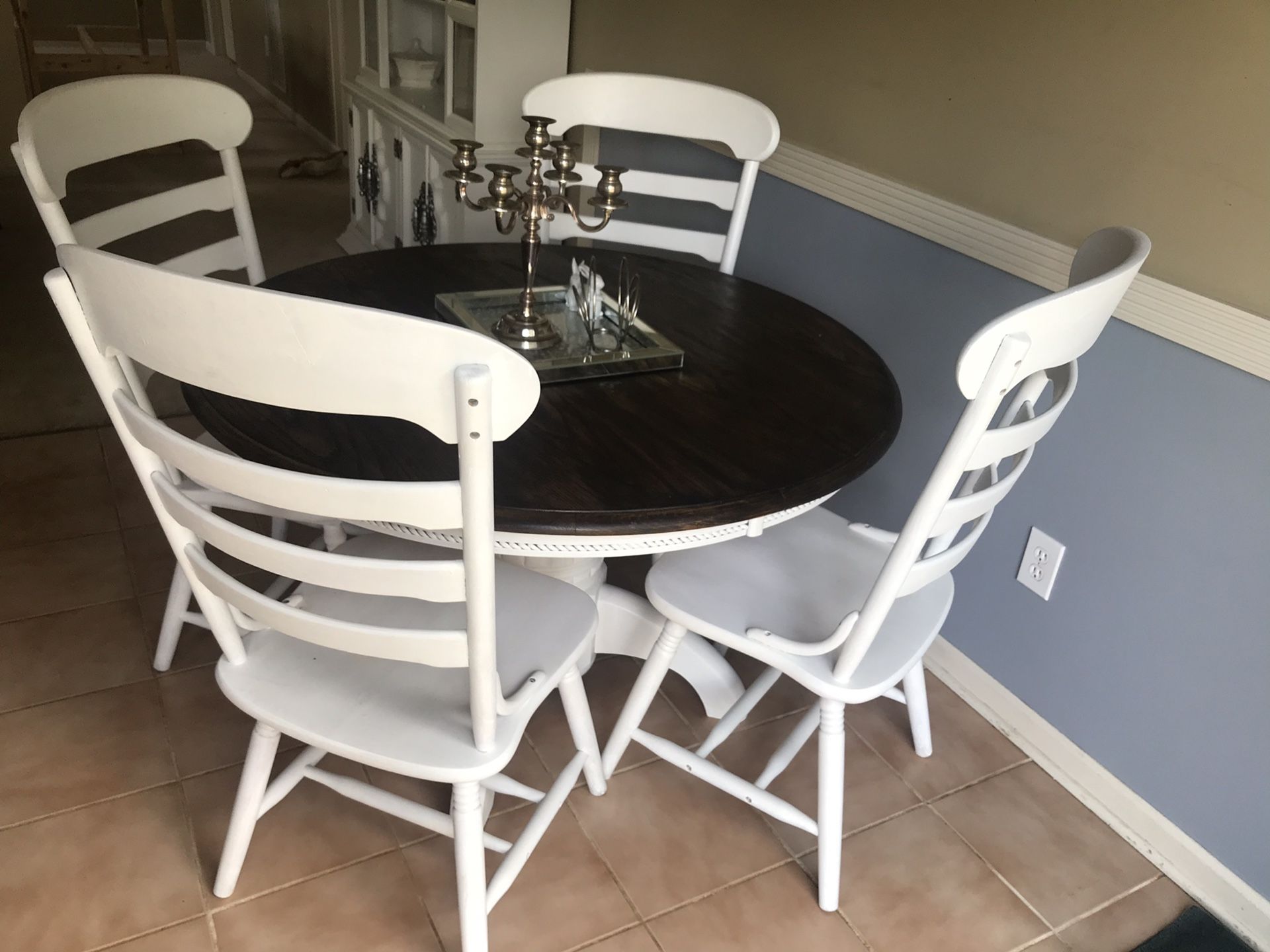 White dining set table chairs