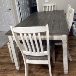 Bolanburg Dining Table and 4 Chairs and Bench Like New  Kitchen Original Price $1500 +tax