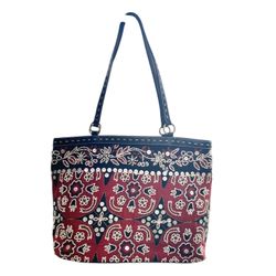 Isabella Fiore Beaded Sequined Red Black Canvas Handbag 