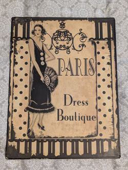 Vintage‐Style “Paris Dress Boutique” Metal Sign – 12.5" x 9.5"