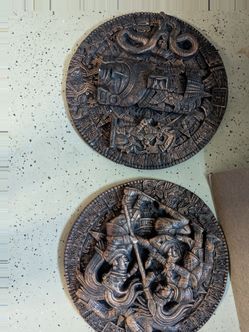 Mesoamerican wall plaque art decor - 2 piece