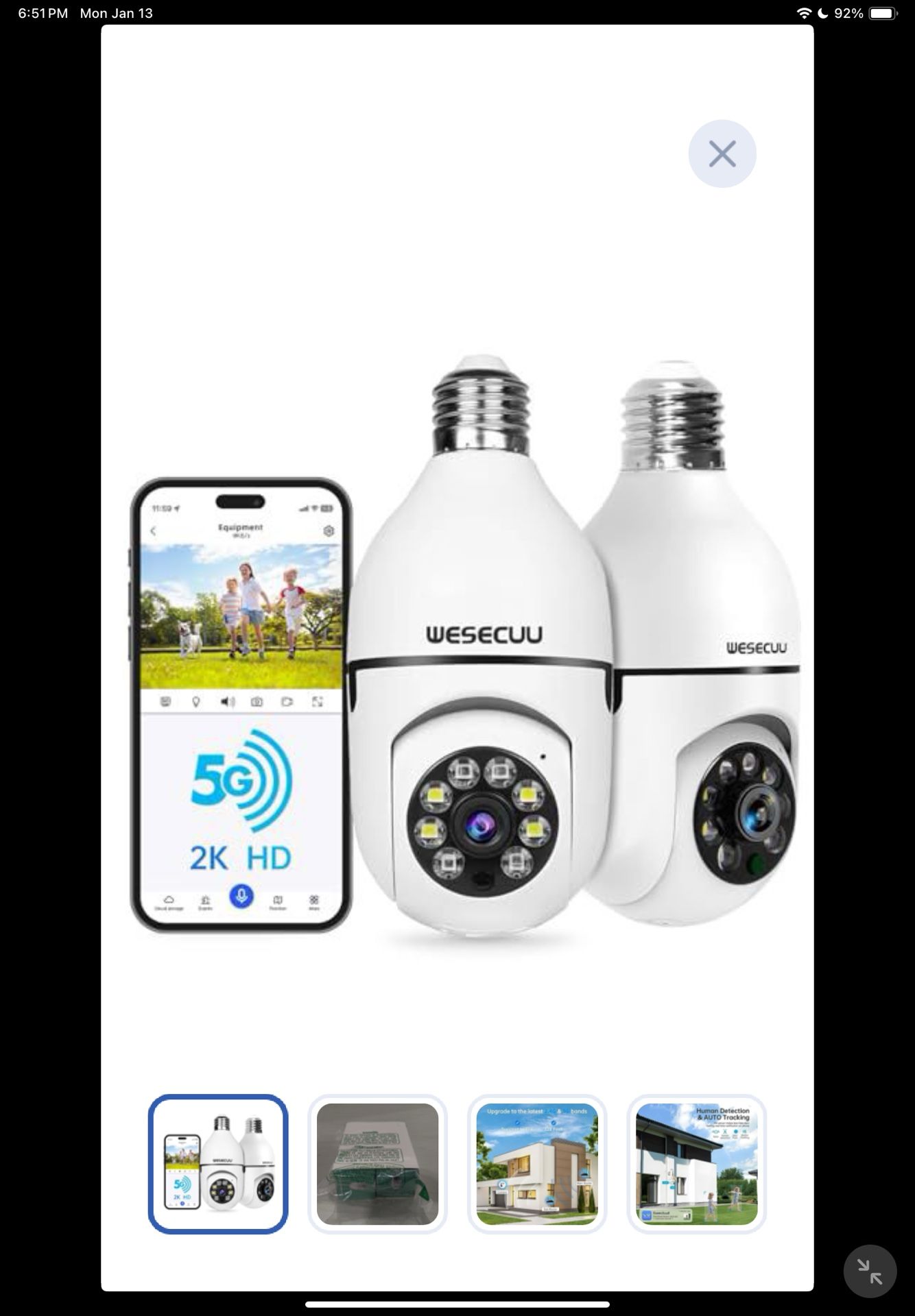 Light Bulb Security Camera 2Pack 5G& 2.4GHz WiFi 2K Security Cameras Wireless Outdoor Motion Detection and Alarm,Two-Way Talk,Color Night Vision,Human