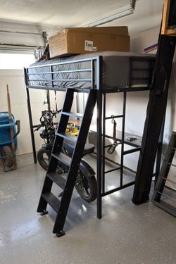 Twin XL Metal Loft Bed and Mattress