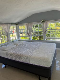 Queen Size Mattress, box spring, and with Metal Bed Frame