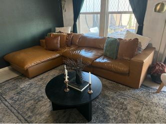 Camel Faux Leather Sectional