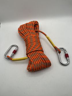 3/8" x 64' Static Climbing Ropes with hook ring, Orange