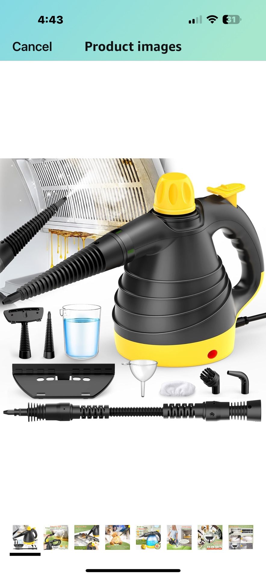 Handheld Pressurized Steam Cleaner, 1050W Multi-Surface Steamer for Cleaning, 9 Accessories Multi-Purpose Steamer for Home Use, Chemical-Free Natural 