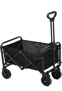 50L Collapsible Wagons Carts,Foldable Shopping Wagon Cart，150lbs Weight Capacity Beach Wagon with Wheels,Collapsible Folding Utility for Camping, Gard
