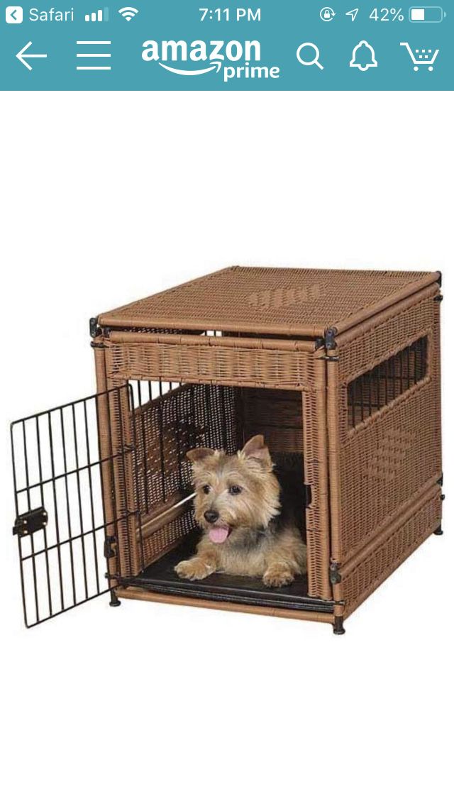 Dark Brown Wicker Crate for Dogs