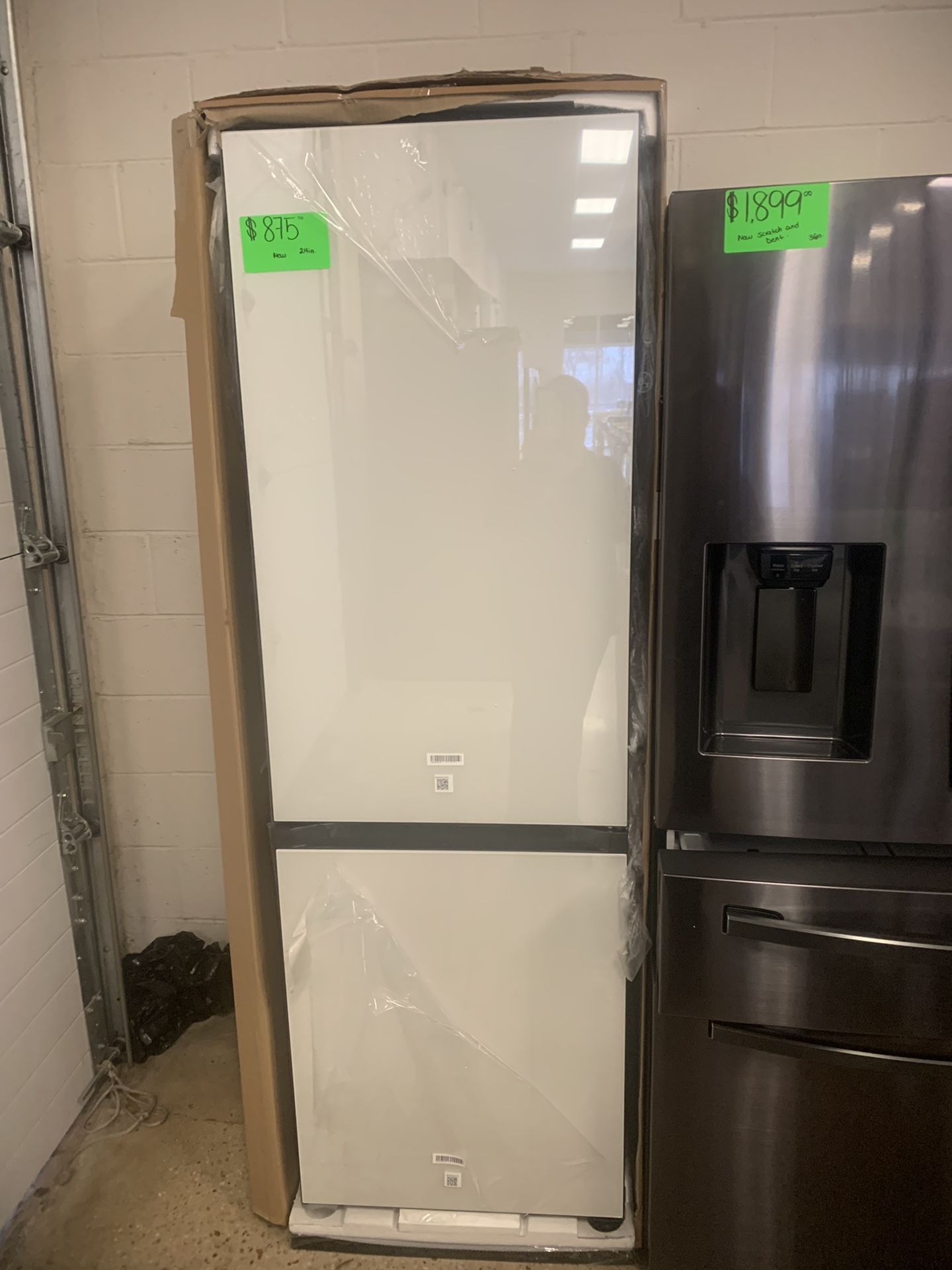 New Samsung 24” Bottom Freezer Fridge In White Glass 6 Months Warranty