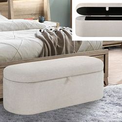 Storage Bench Oatmeal Tweed fabric, New Especial price