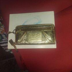 Coach poppy collection gold metallic wallet. Like new inside and out