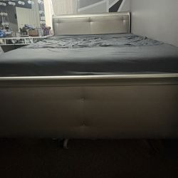 Grey Queen size Bed Frame *Mattress Included* 2 Grey nightstands