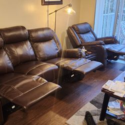 SOFA LEATHER RECLINABLE MESA BUTACON